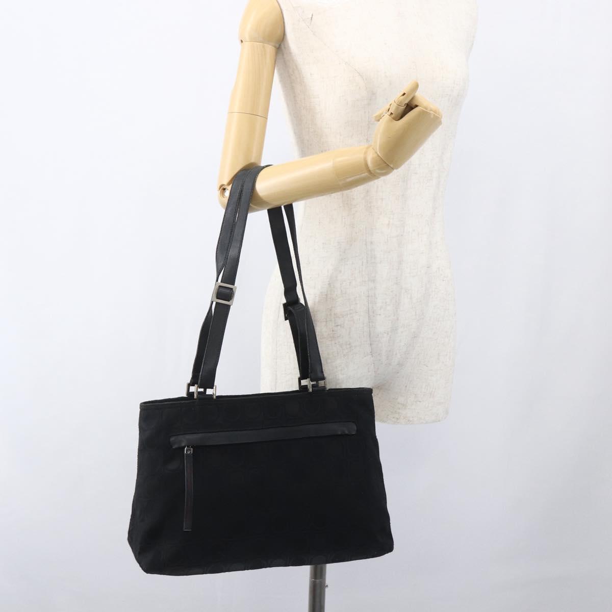 Salvatore Ferragamo Tote Bag Nylon Black Silver Auth SW2049