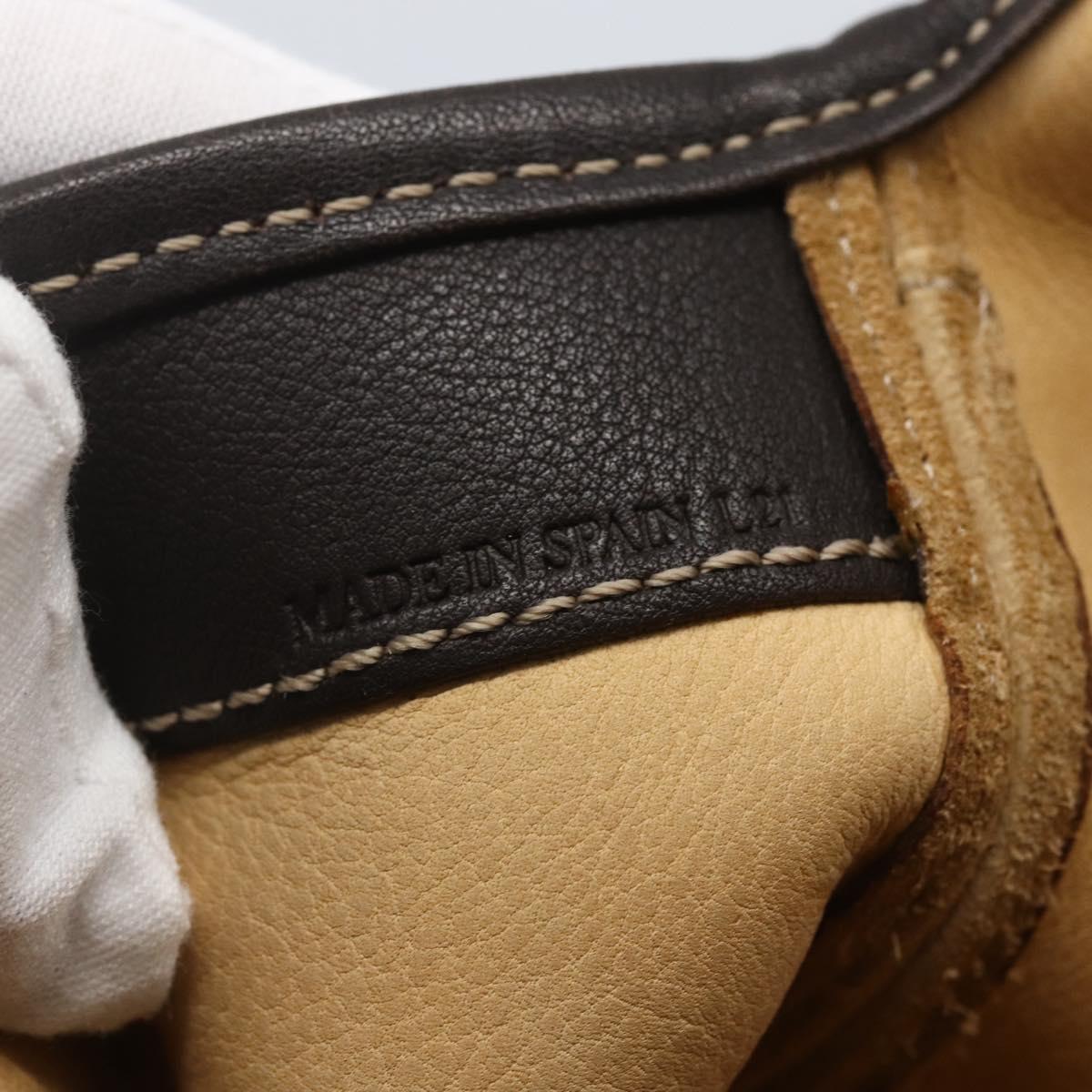 LOEWE Anagram Shoulder Bag Suede Beige Gold Auth SW2050