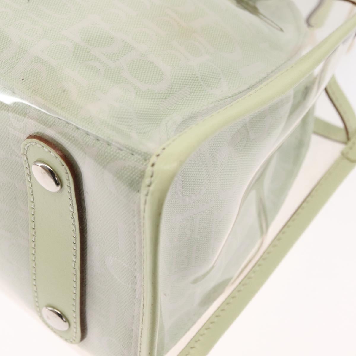 BURBERRY Hand Bag Vinyl LIme Green Silver Auth SW2051