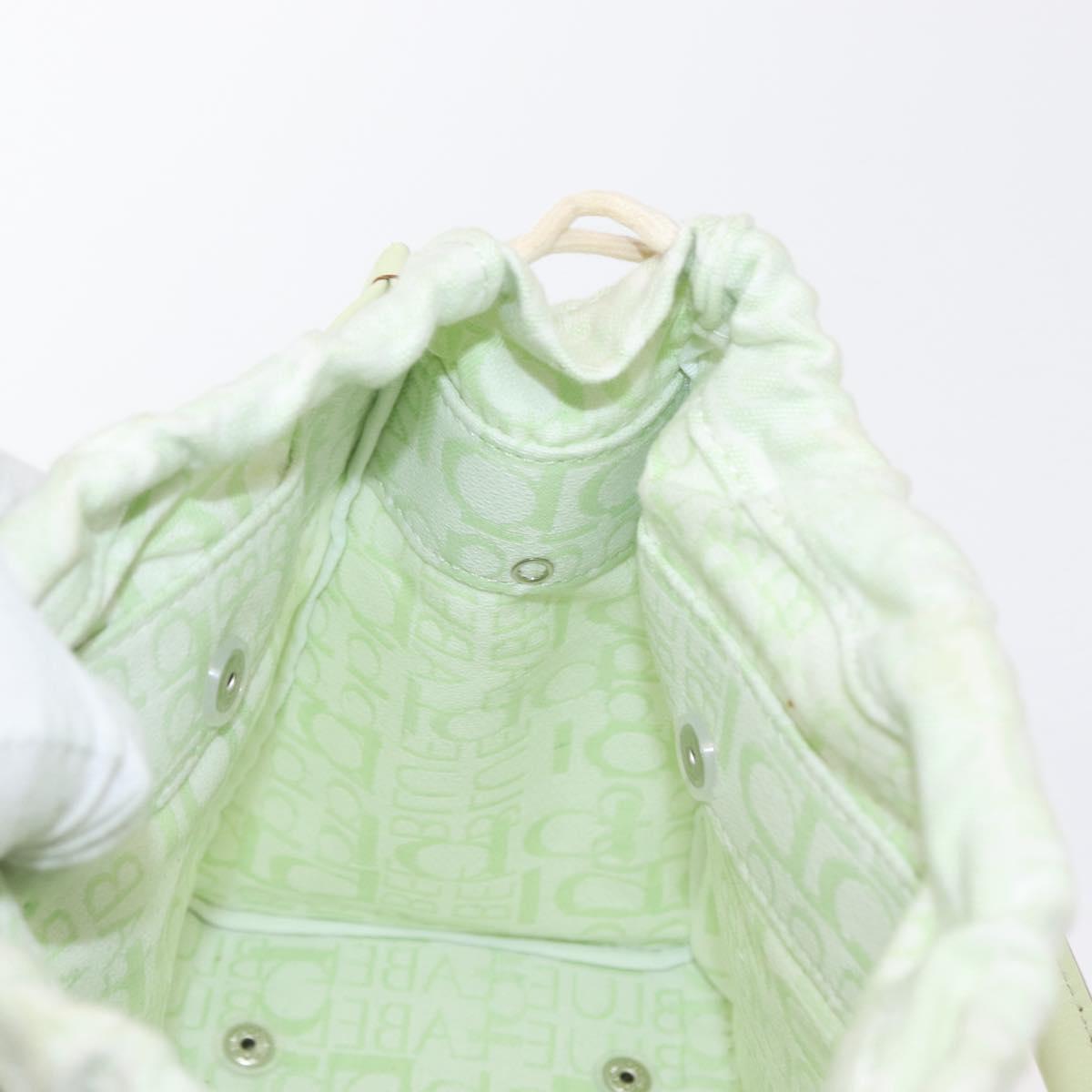 BURBERRY Hand Bag Vinyl LIme Green Silver Auth SW2051
