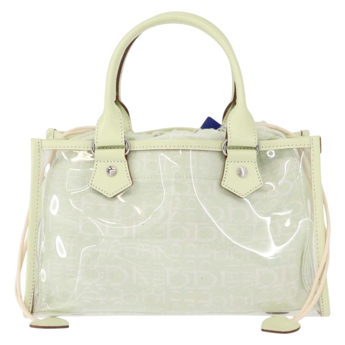 BURBERRY Hand Bag Vinyl LIme Green Silver Auth SW2051