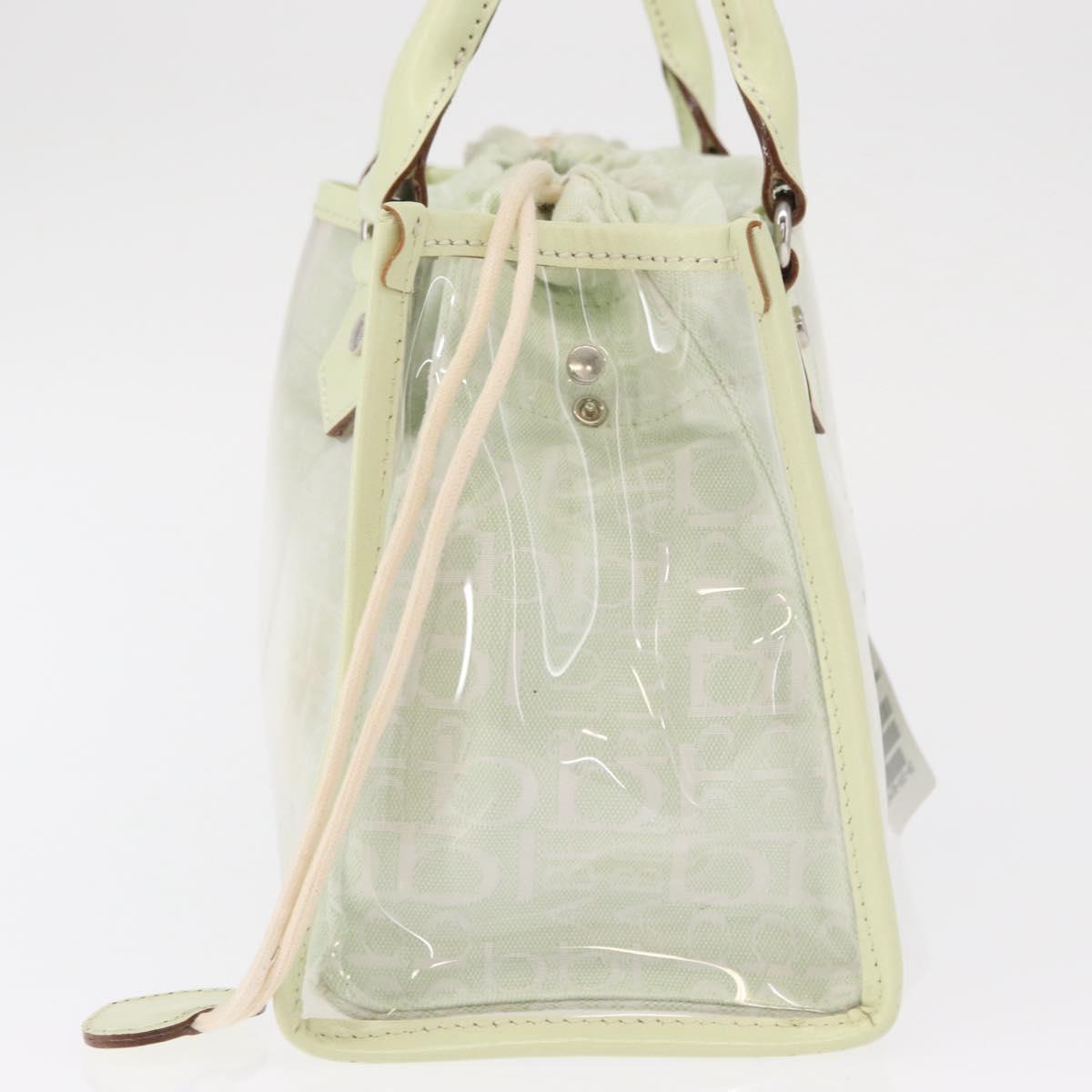 BURBERRY Hand Bag Vinyl LIme Green Silver Auth SW2051
