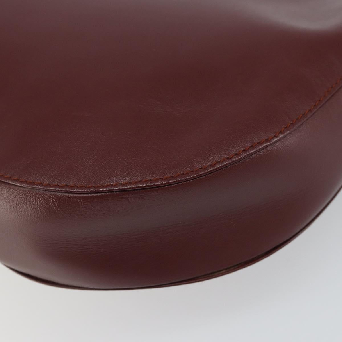 CARTIER Clutch Bag Leather Bordeaux Gold Auth SW2052
