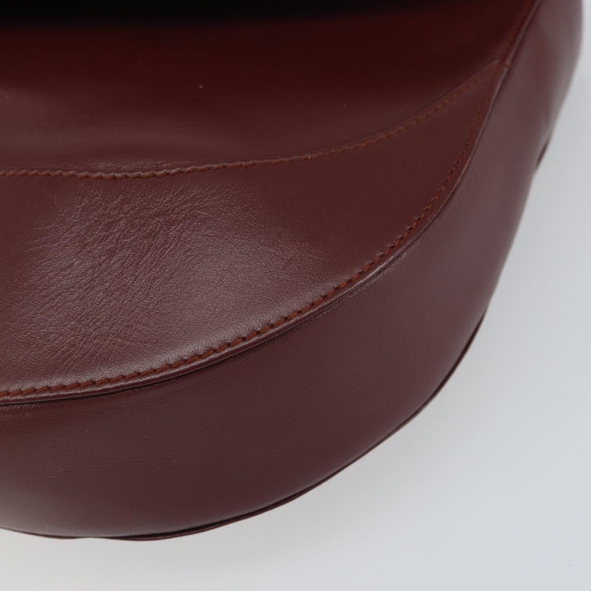 CARTIER Clutch Bag Leather Bordeaux Gold Auth SW2052