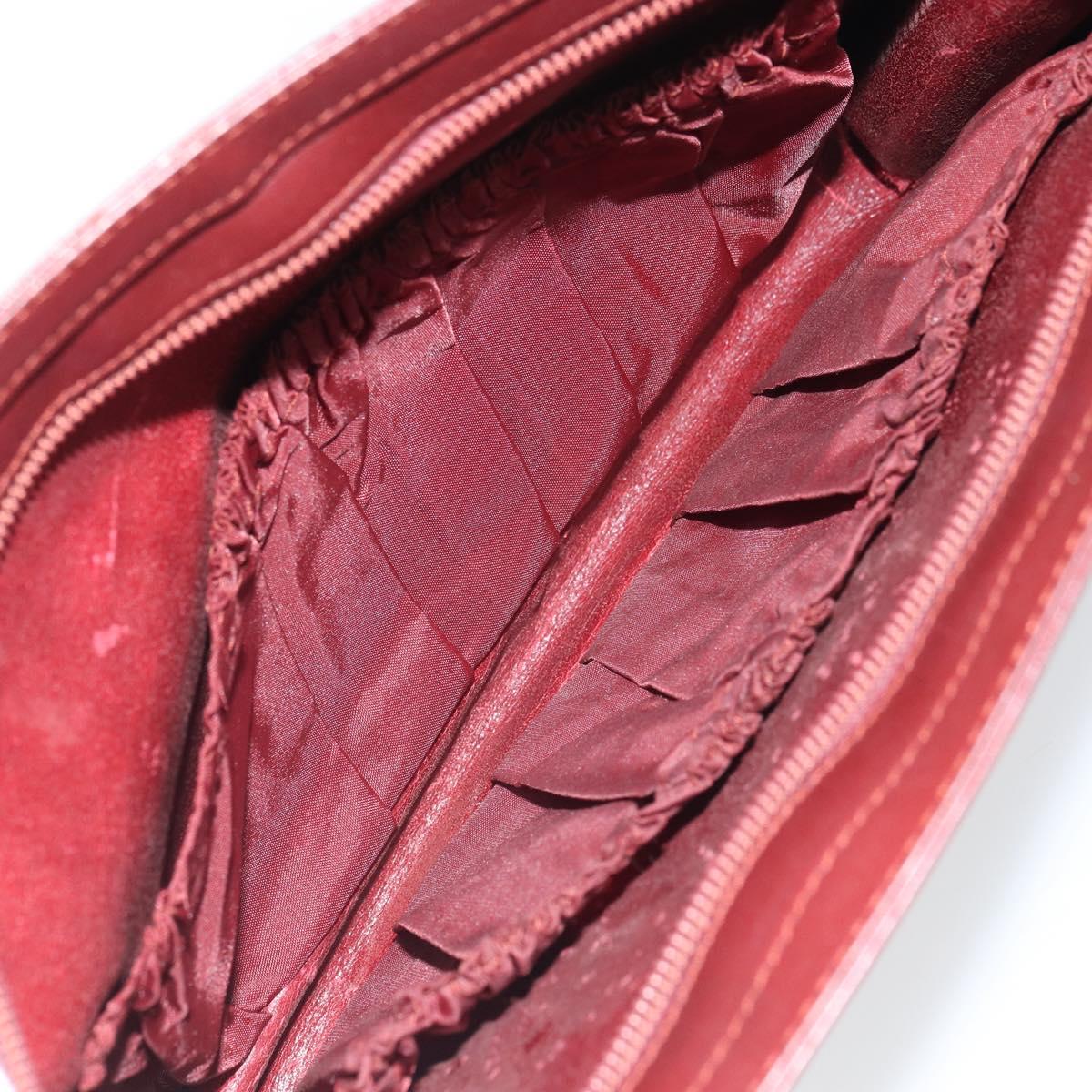 CARTIER Clutch Bag Leather Bordeaux Gold Auth SW2053
