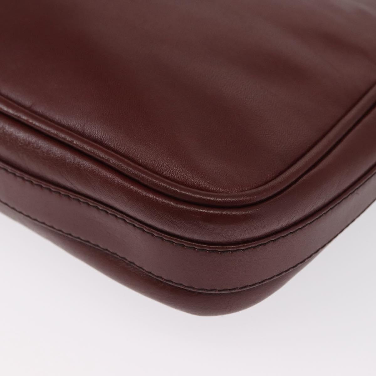 CARTIER Shoulder Bag Leather Bordeaux Gold Auth SW2054