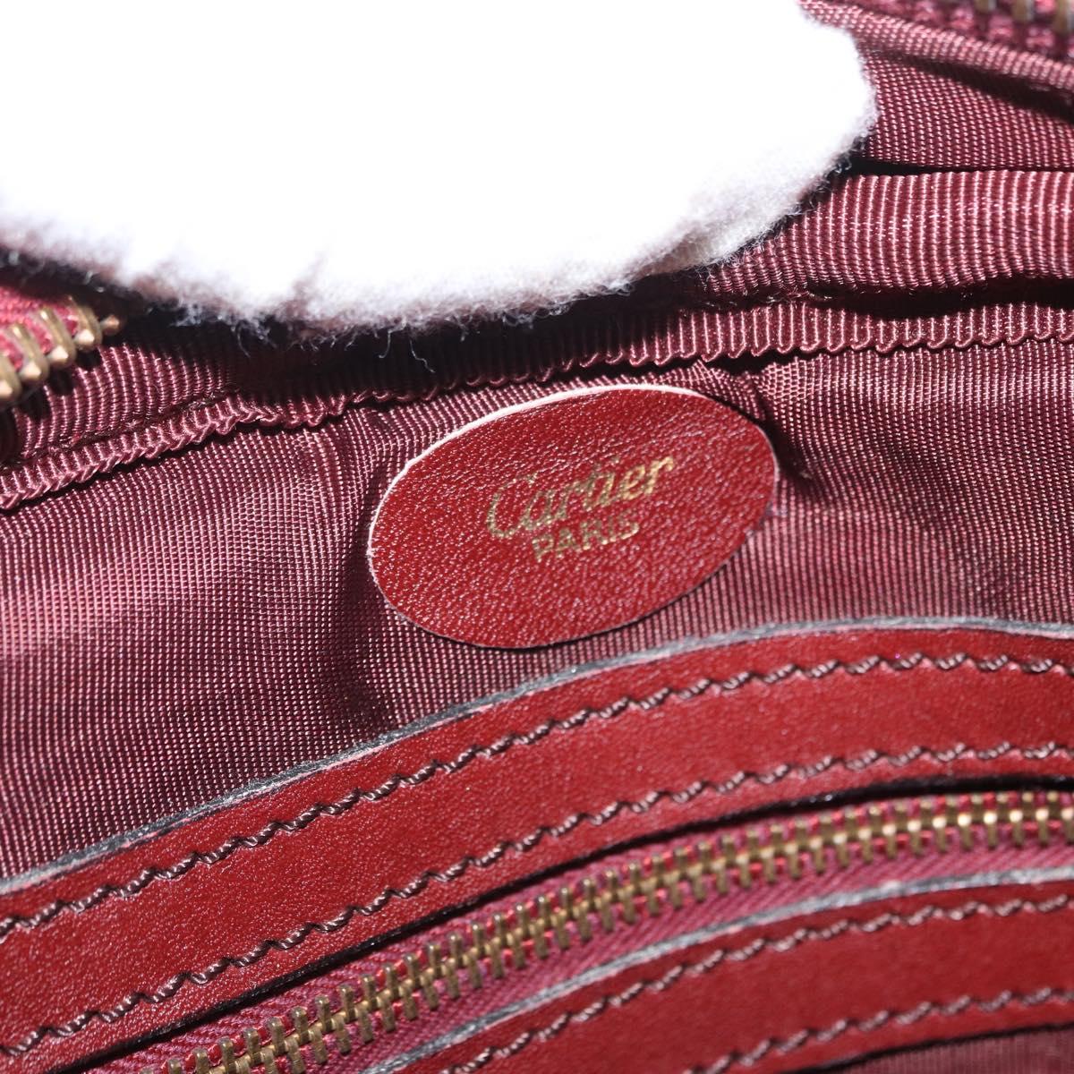 CARTIER Shoulder Bag Leather Bordeaux Gold Auth SW2054