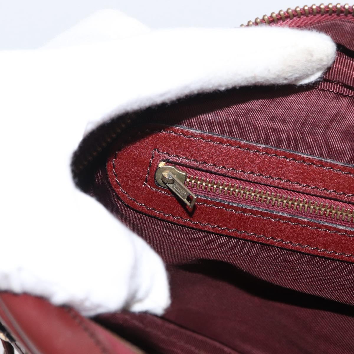 CARTIER Shoulder Bag Leather Bordeaux Gold Auth SW2054