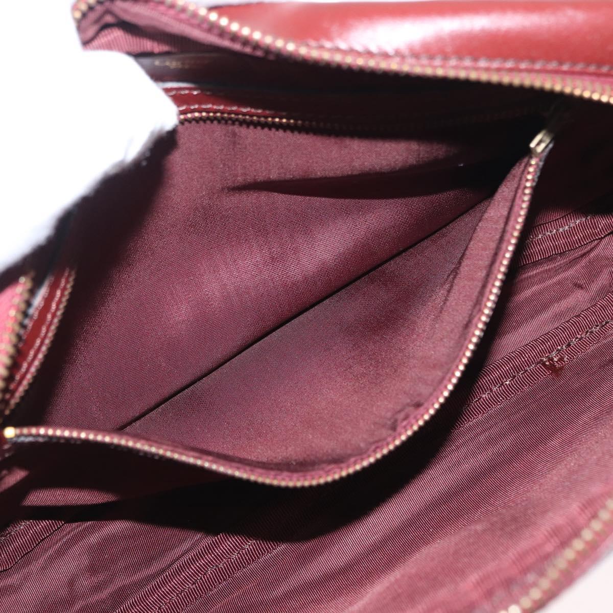 CARTIER Shoulder Bag Leather Bordeaux Gold Auth SW2054