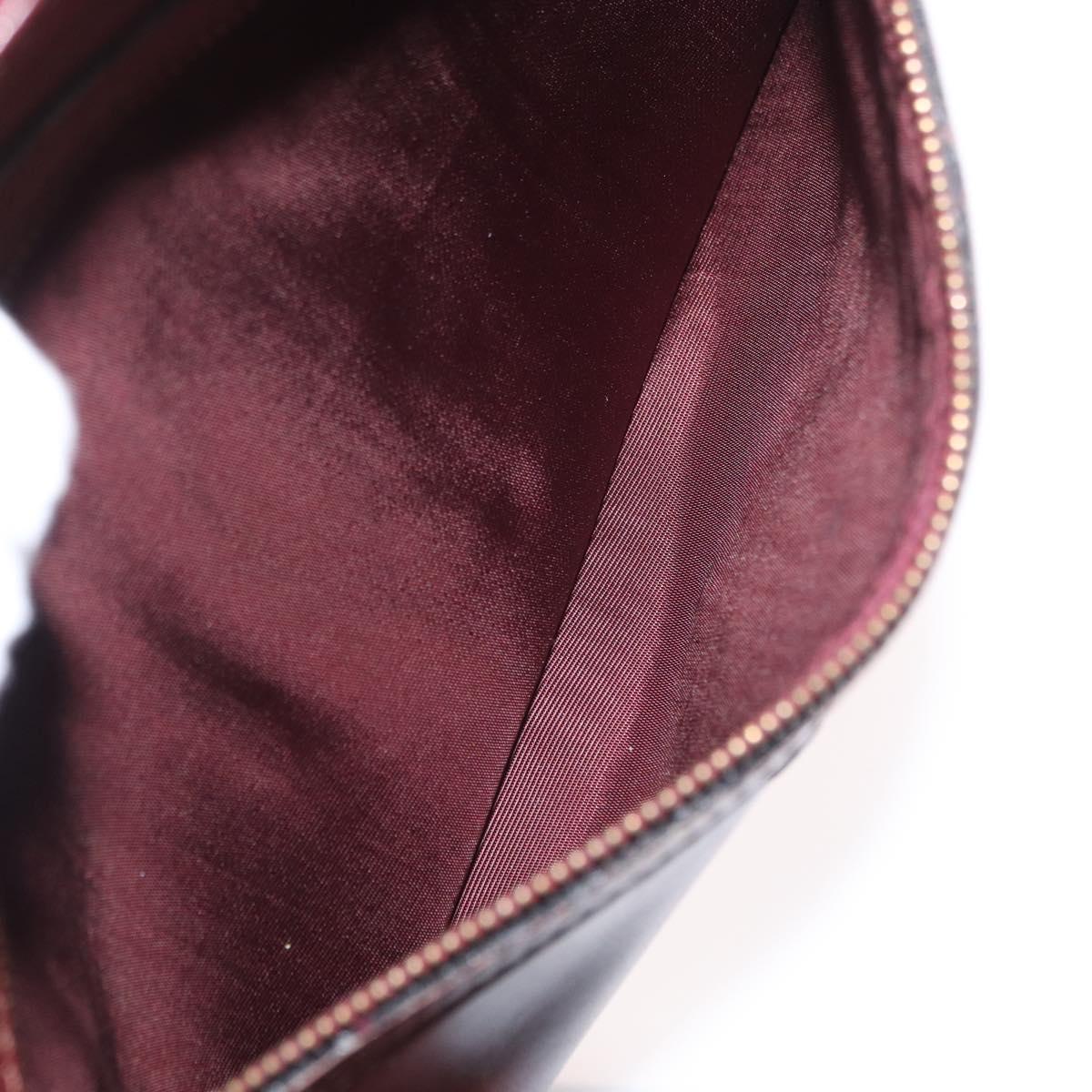 CARTIER Shoulder Bag Leather Bordeaux Gold Auth SW2054