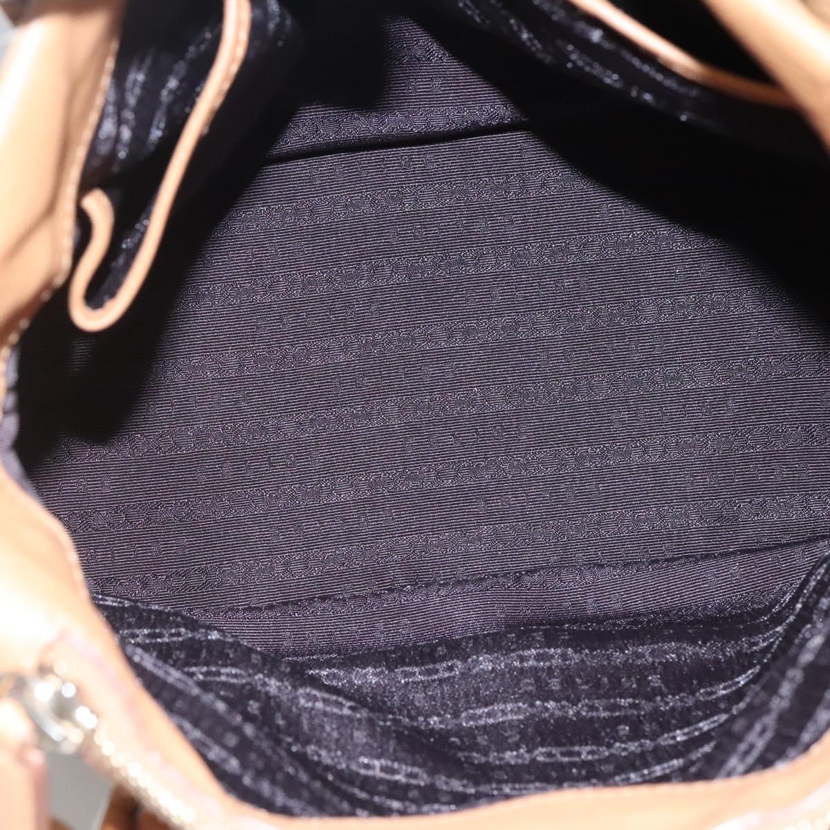 CELINE Hand Bag Leather Beige Gold Auth sw206