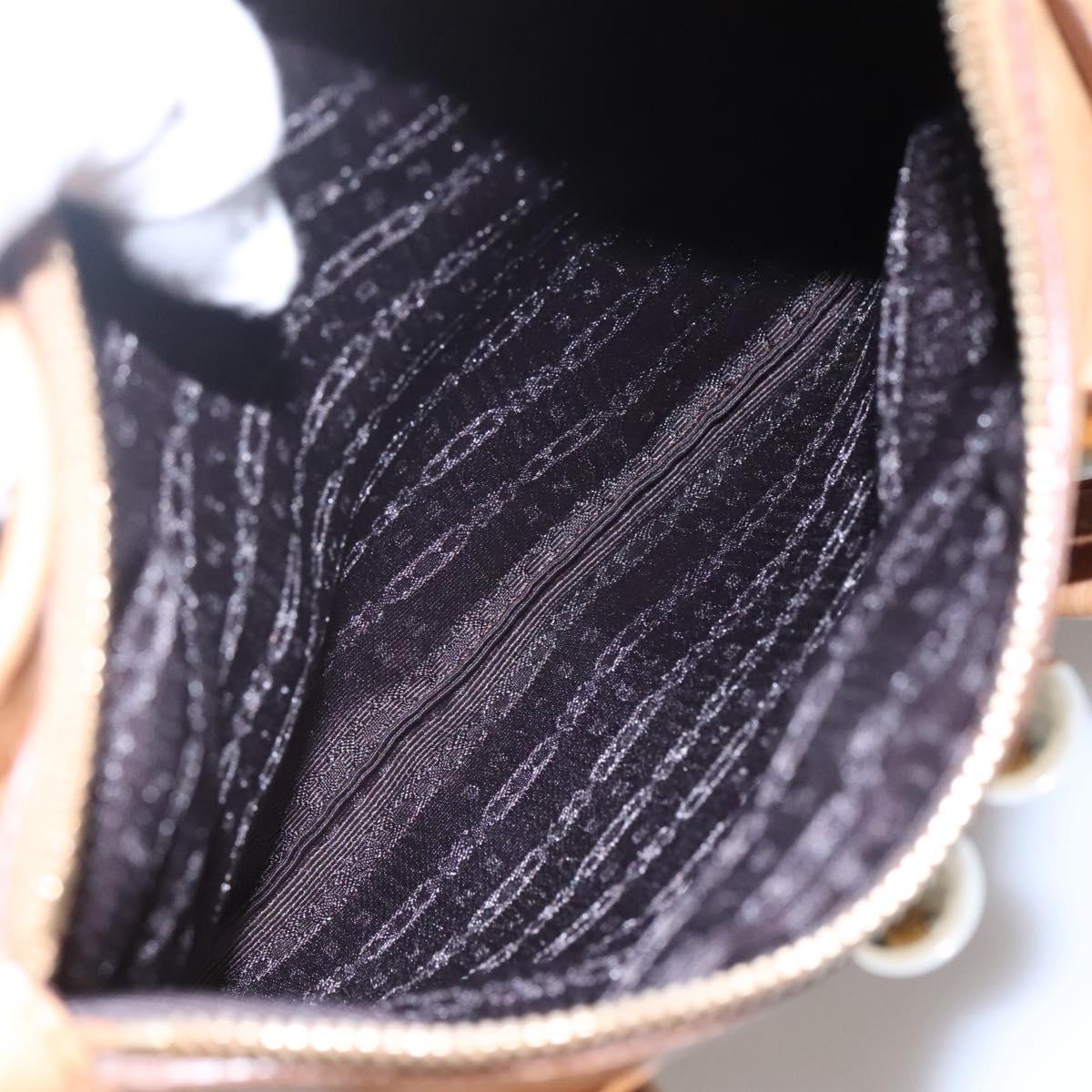 CELINE Hand Bag Leather Beige Gold Auth sw206