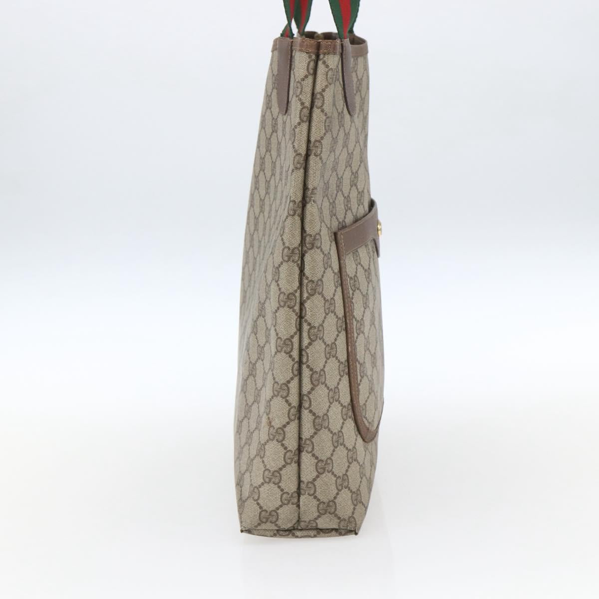 GUCCI GG Supreme Web Sherry Line Tote Bag PVC Beige 39 02 003 Auth SW2061