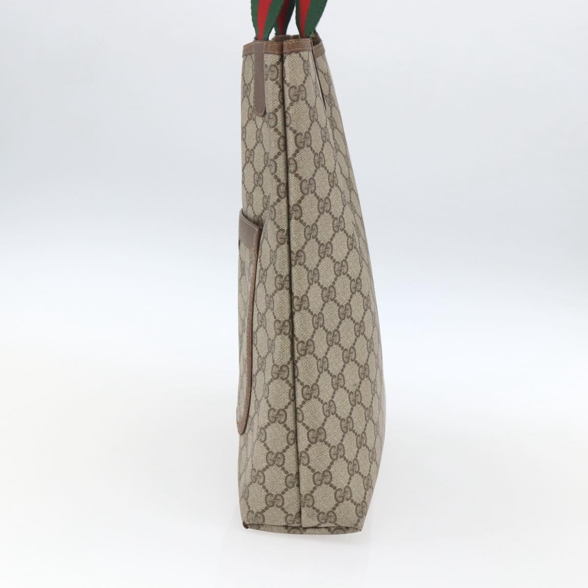 GUCCI GG Supreme Web Sherry Line Tote Bag PVC Beige 39 02 003 Auth SW2061