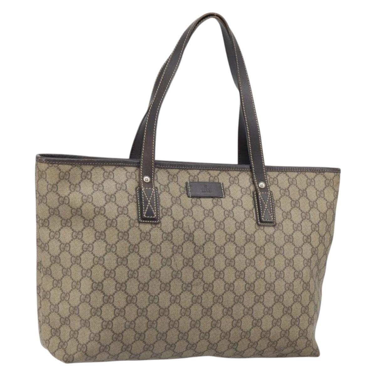 GUCCI GG Supreme Tote Bag PVC Beige 211137 Auth SW2062