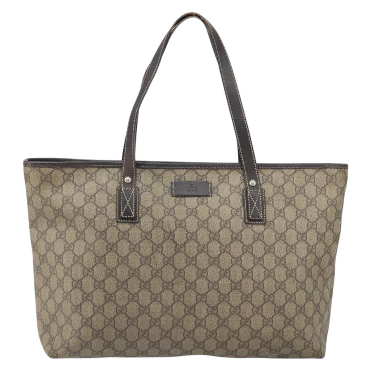 GUCCI GG Supreme Tote Bag PVC Beige 211137 Auth SW2062