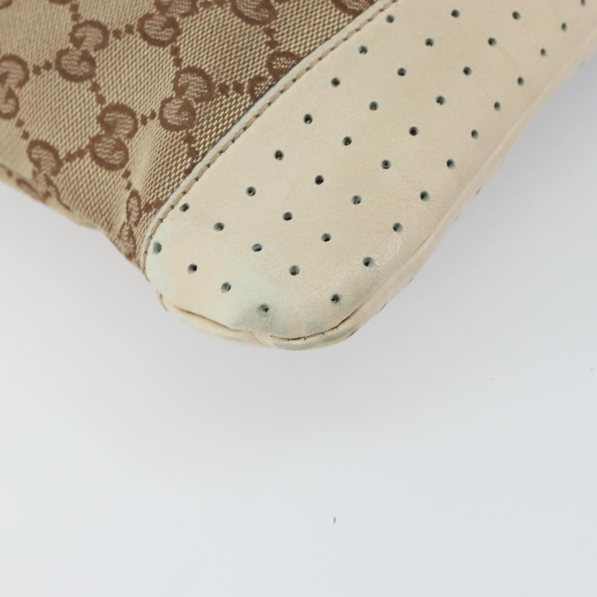 GUCCI GG Canvas Shoulder Bag Beige Silver 145857 Auth SW2063