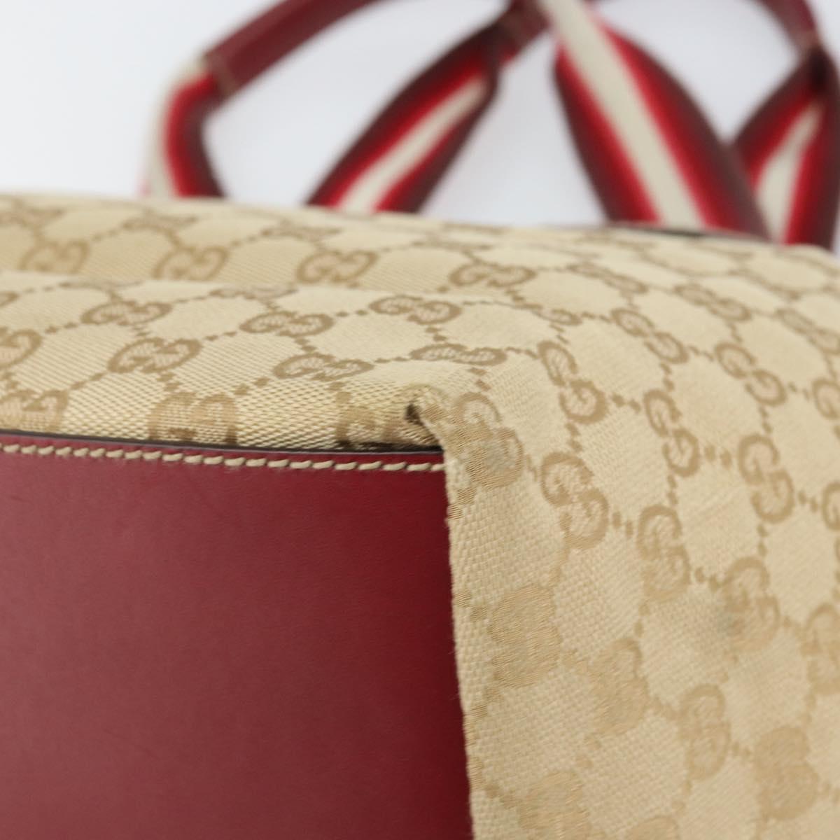 GUCCI GG Canvas Tote Bag Beige 131230 Auth SW2064