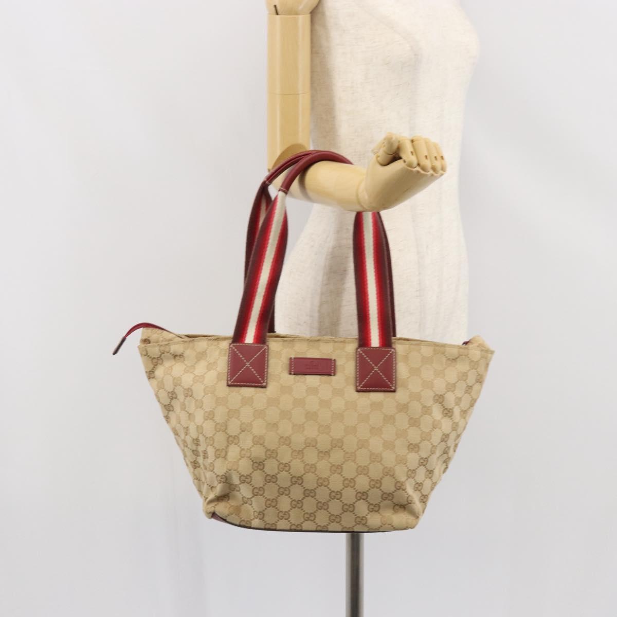 GUCCI GG Canvas Tote Bag Beige 131230 Auth SW2064