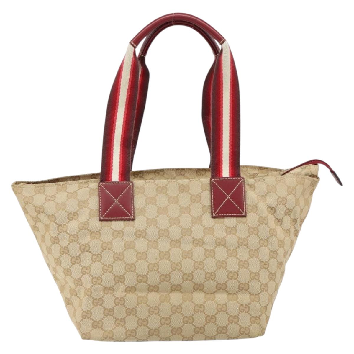 GUCCI GG Canvas Tote Bag Beige 131230 Auth SW2064