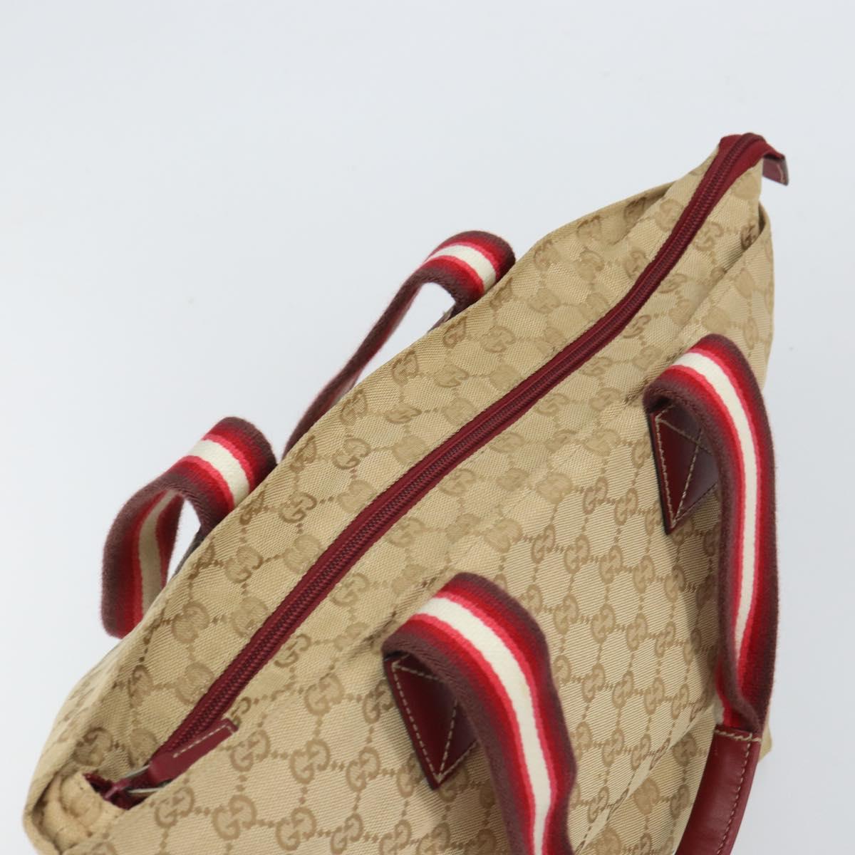 GUCCI GG Canvas Tote Bag Beige 131230 Auth SW2064