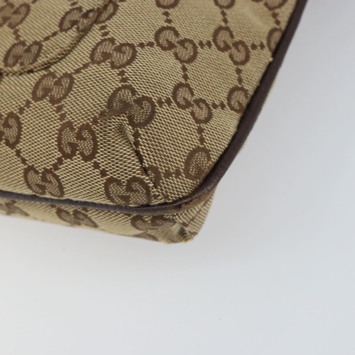 GUCCI GG Canvas Shoulder Bag Beige Silver 122793 Auth SW2065