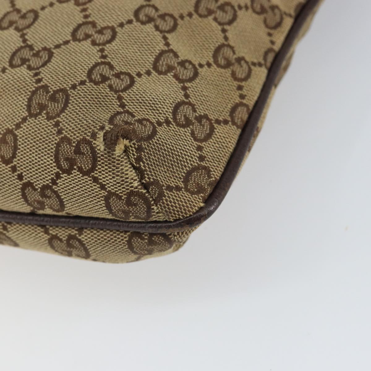 GUCCI GG Canvas Shoulder Bag Beige Silver 122793 Auth SW2065