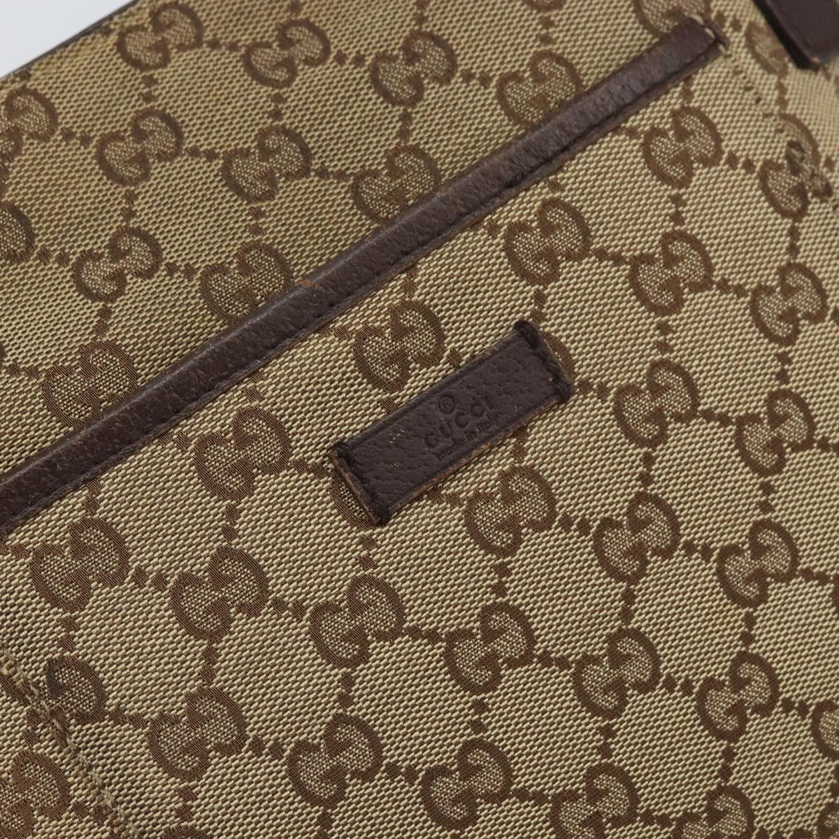 GUCCI GG Canvas Shoulder Bag Beige Silver 122793 Auth SW2065