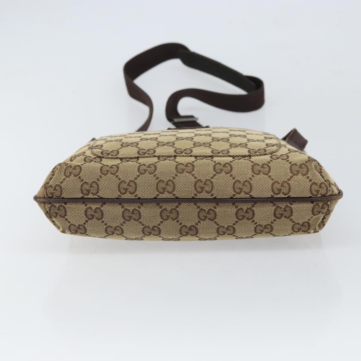 GUCCI GG Canvas Shoulder Bag Beige Silver 122793 Auth SW2065
