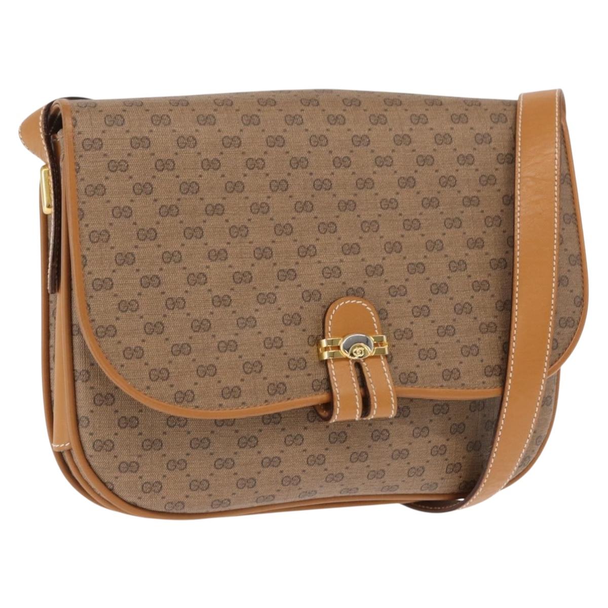 GUCCI Micro GG Supreme Shoulder Bag PVC Beige Gold 001 406 1780 Auth SW2069