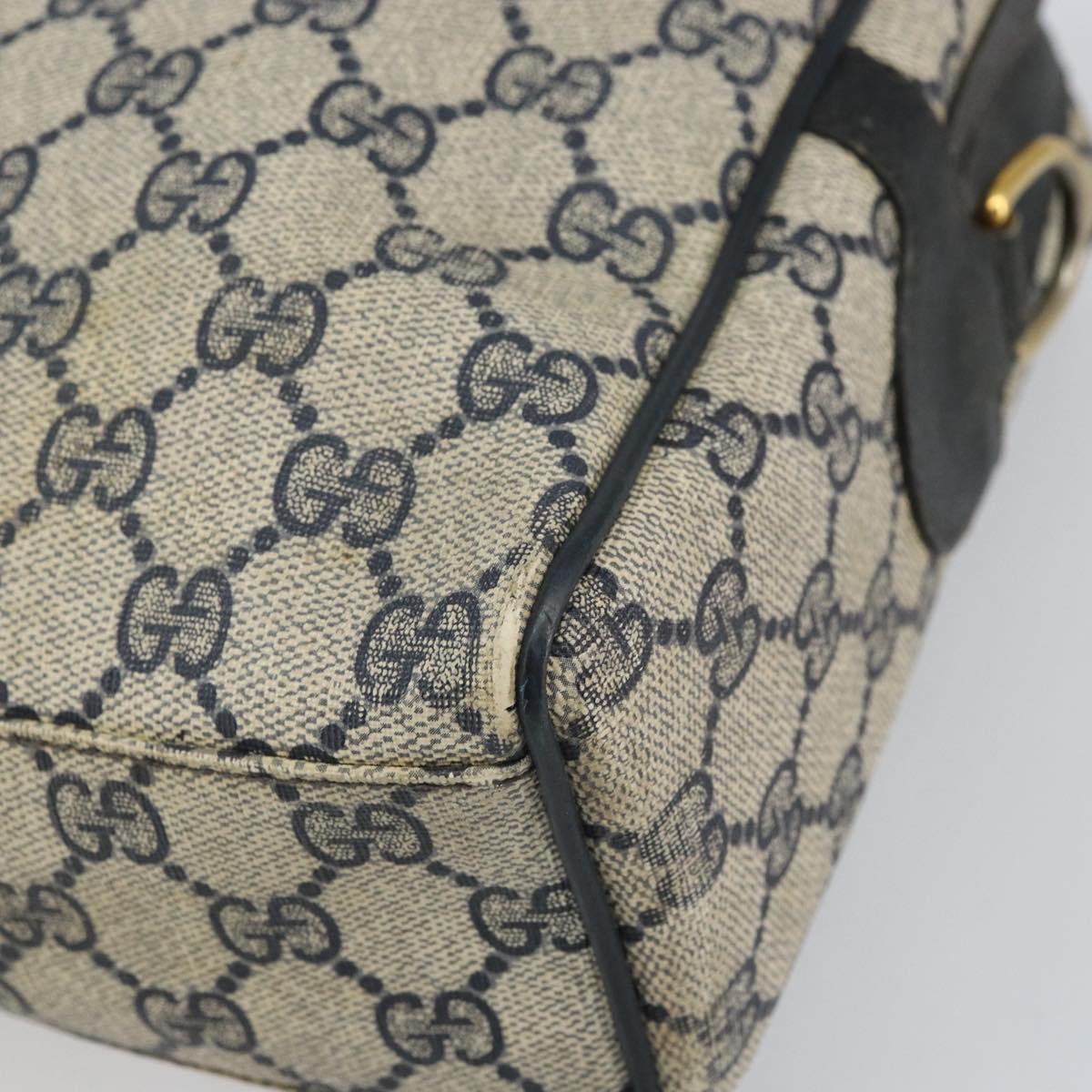 GUCCI GG Supreme Sherry Line Hand Bag PVC Navy Gold 37 02 3839 Auth SW2071