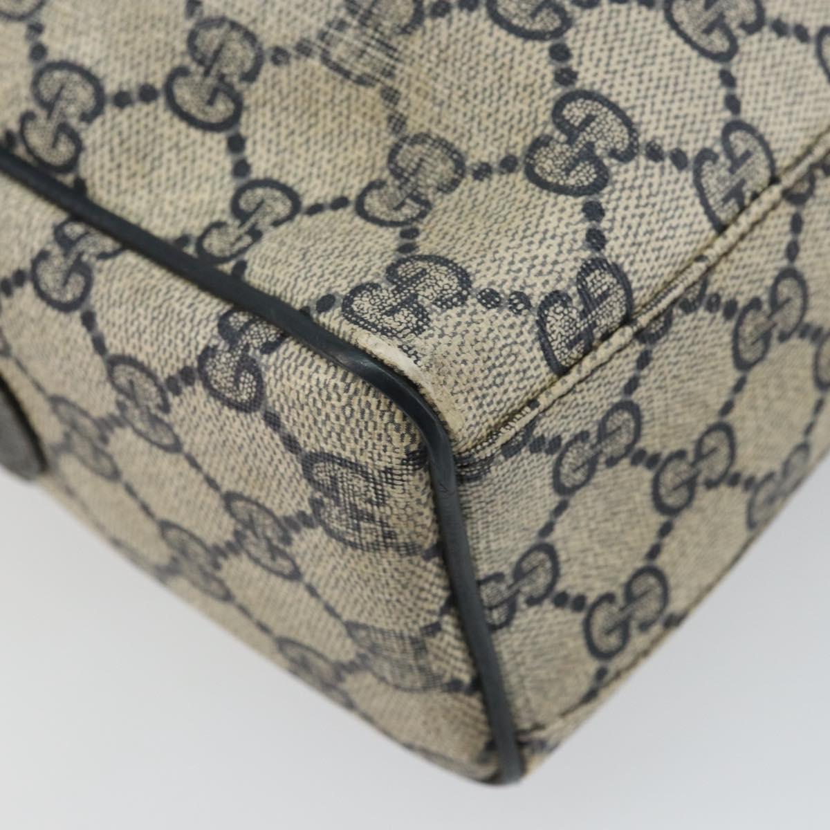 GUCCI GG Supreme Sherry Line Hand Bag PVC Navy Gold 37 02 3839 Auth SW2071