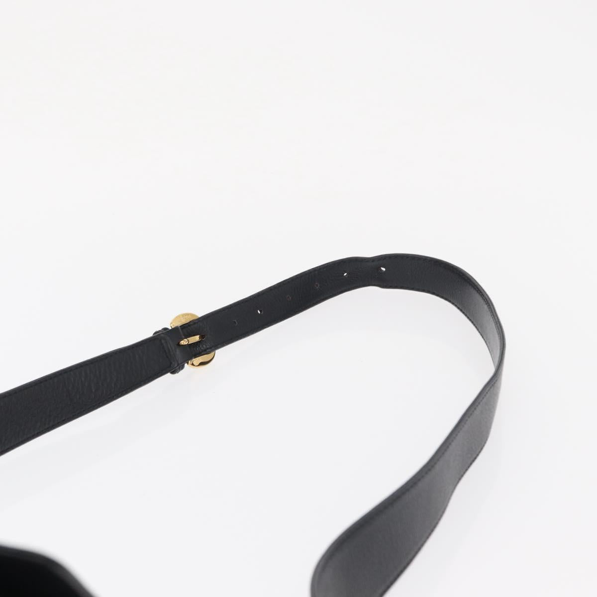 GUCCI Shoulder Bag Leather Black Gold Auth SW2077