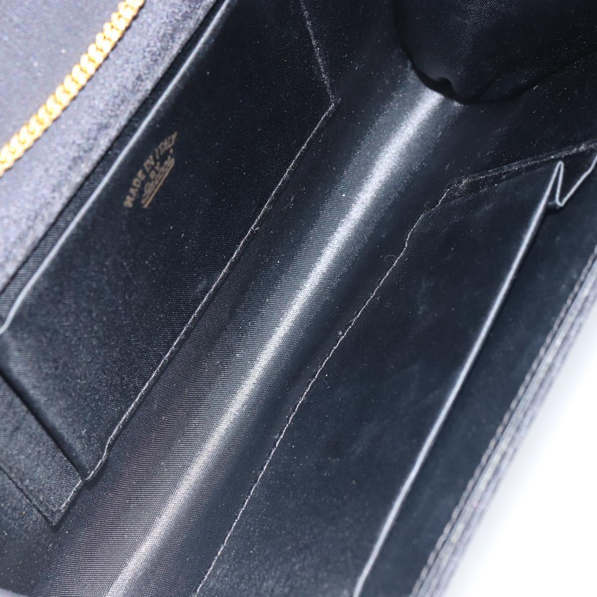 GUCCI Chain Shoulder Bag Nylon Black Gold Auth SW2080