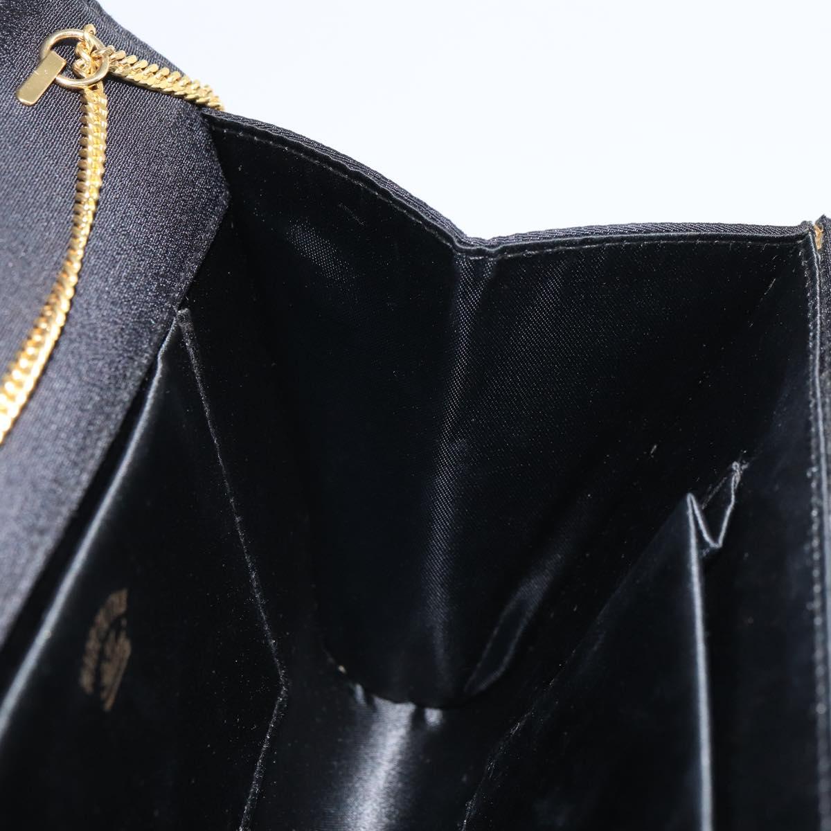 GUCCI Chain Shoulder Bag Nylon Black Gold Auth SW2080
