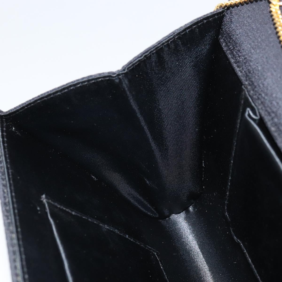 GUCCI Chain Shoulder Bag Nylon Black Gold Auth SW2080