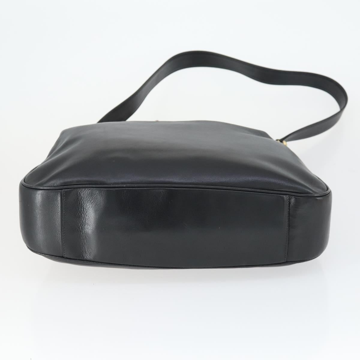 GUCCI Bamboo Shoulder Bag Leather 2way Black Gold 001 0166 1577 Auth SW2082