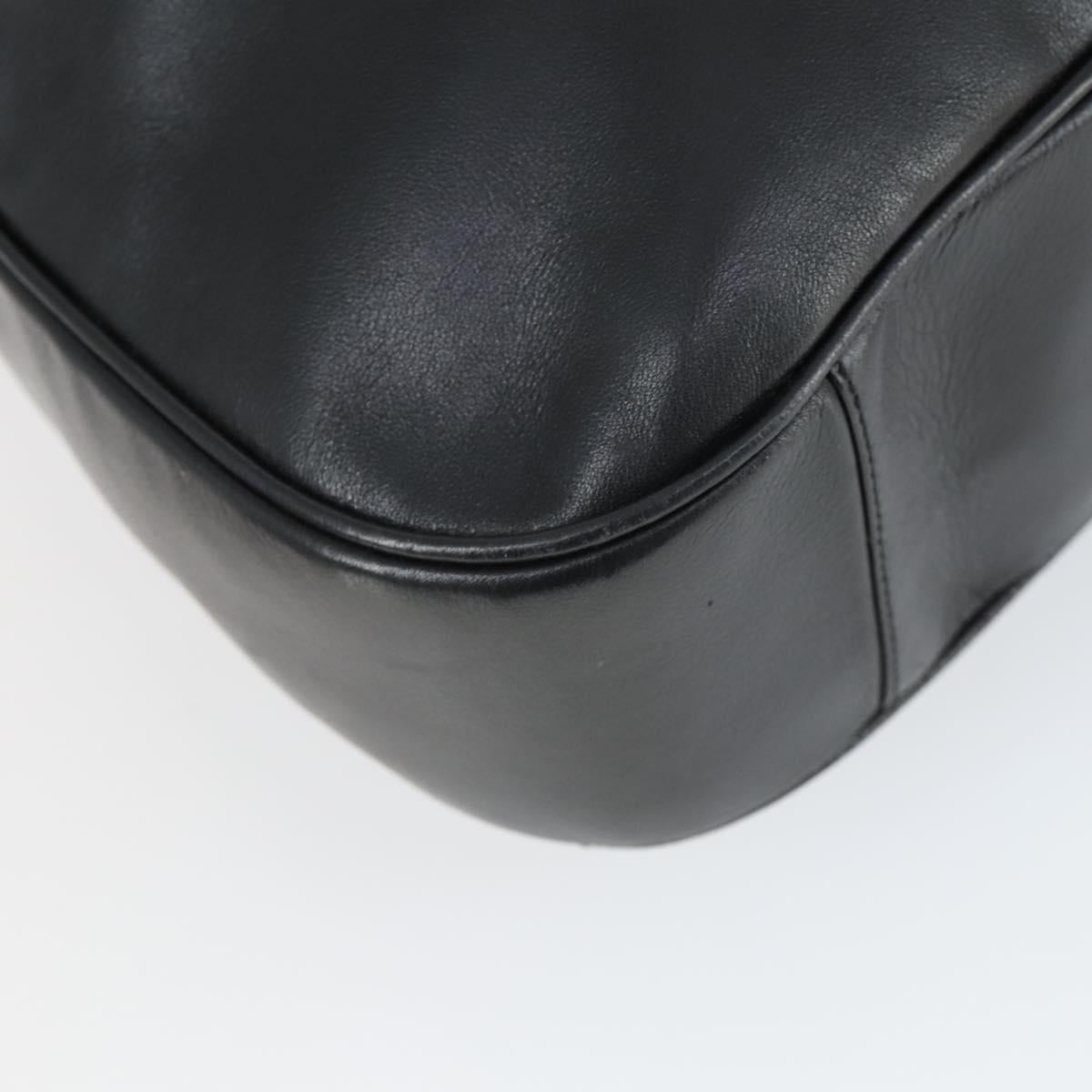 GUCCI Bamboo Shoulder Bag Leather 2way Black Gold 001 0166 1577 Auth SW2082