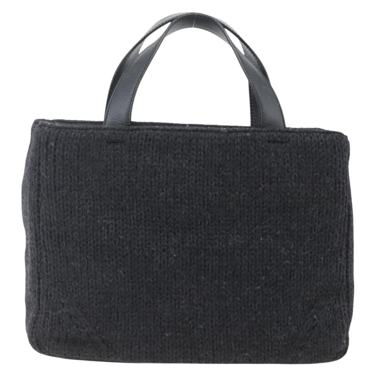 PRADA Hand Bag Wool Black Auth SW2085