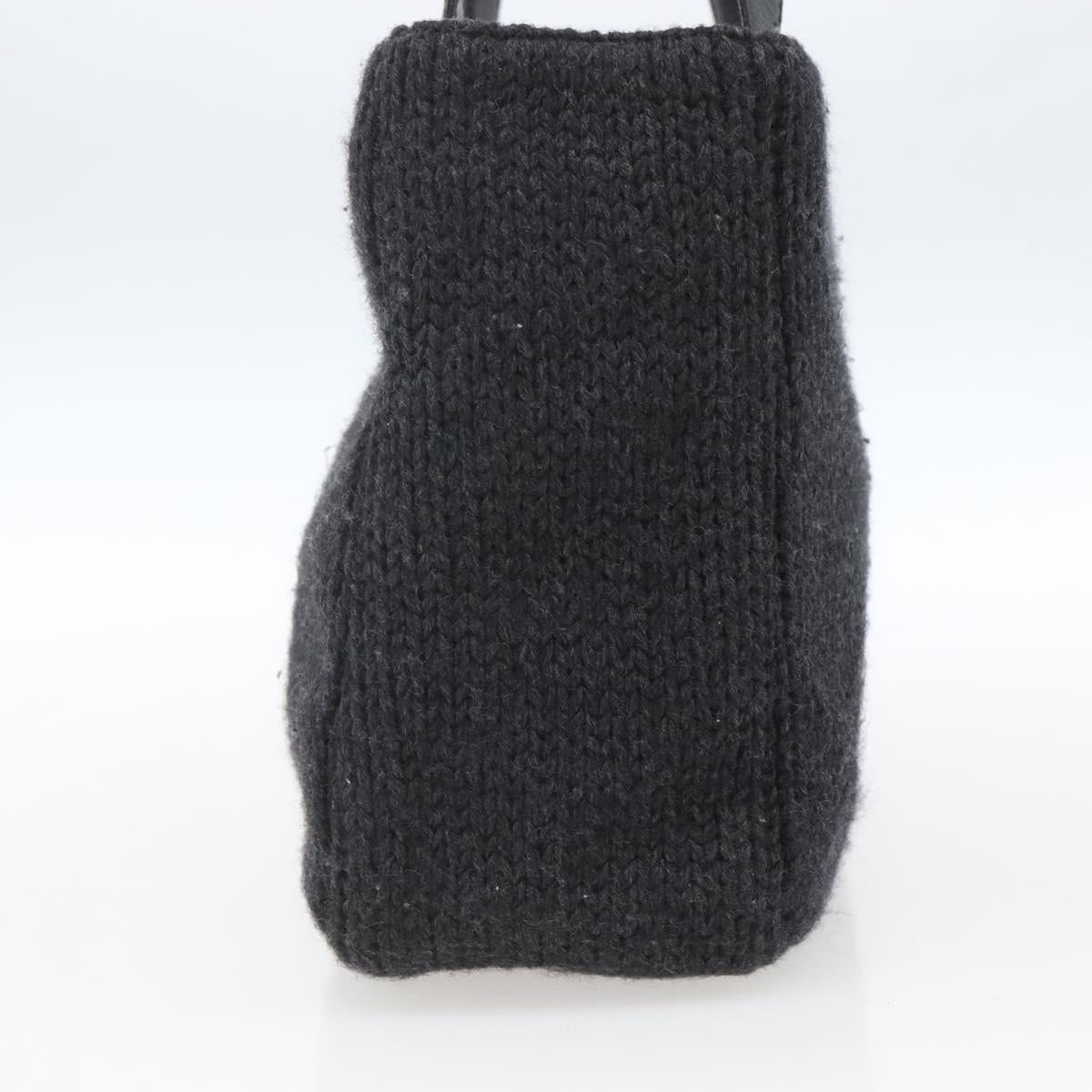 PRADA Hand Bag Wool Black Auth SW2085