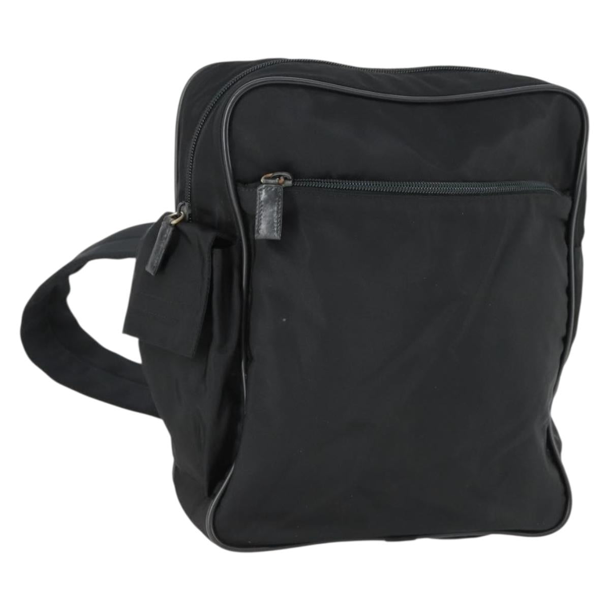 PRADA Shoulder Bag Nylon Black Silver Auth SW2087