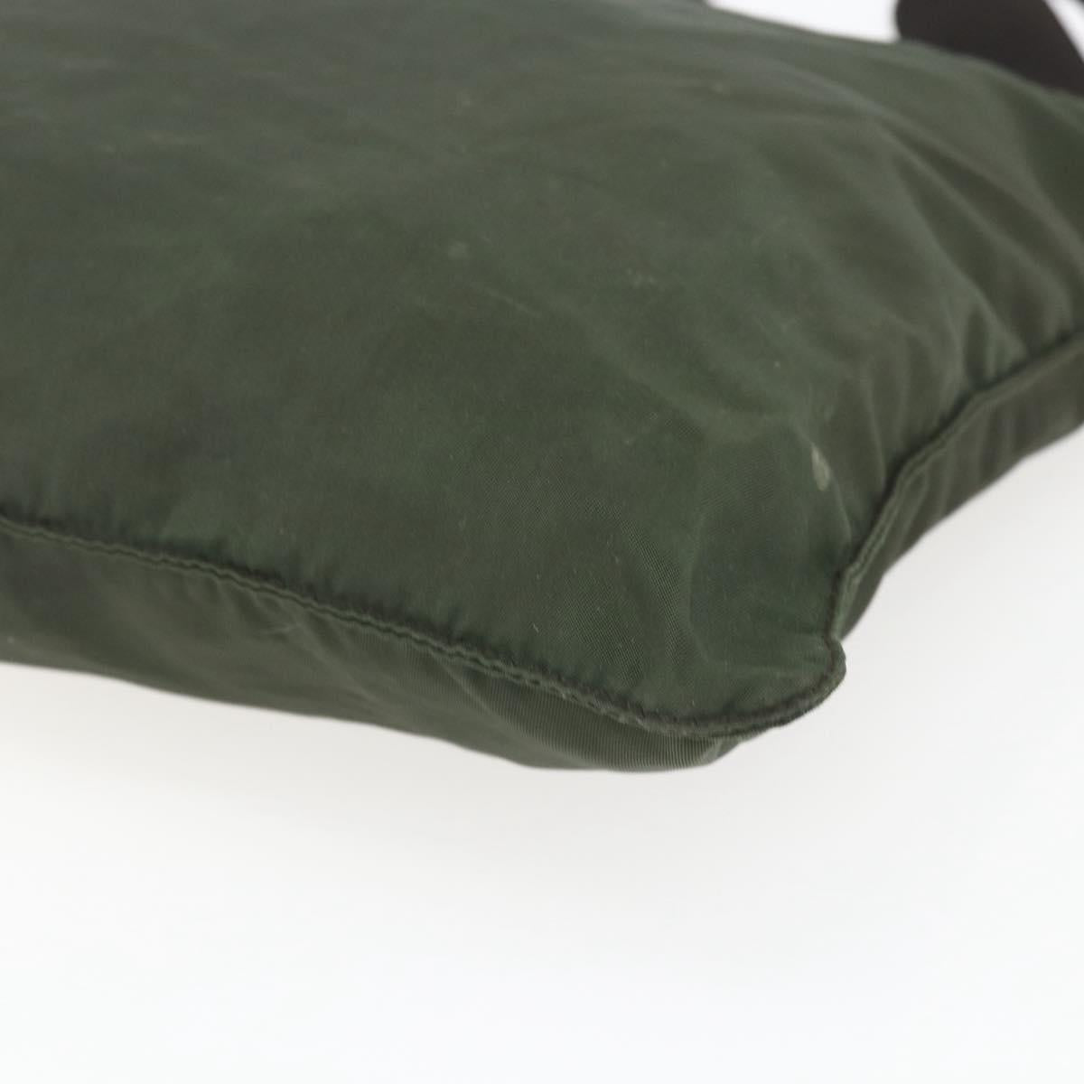 PRADA Shoulder Bag Nylon Khaki Silver Auth SW2089