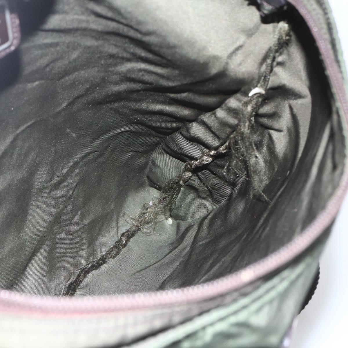 PRADA Shoulder Bag Nylon Khaki Silver Auth SW2089