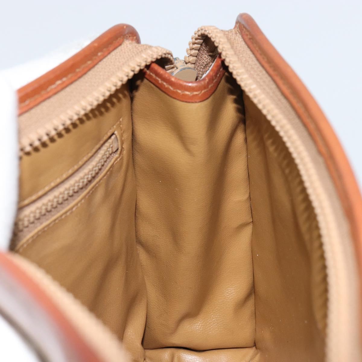 CELINE Macadam Canvas Clutch Bag PVC Beige Gold Auth SW2093