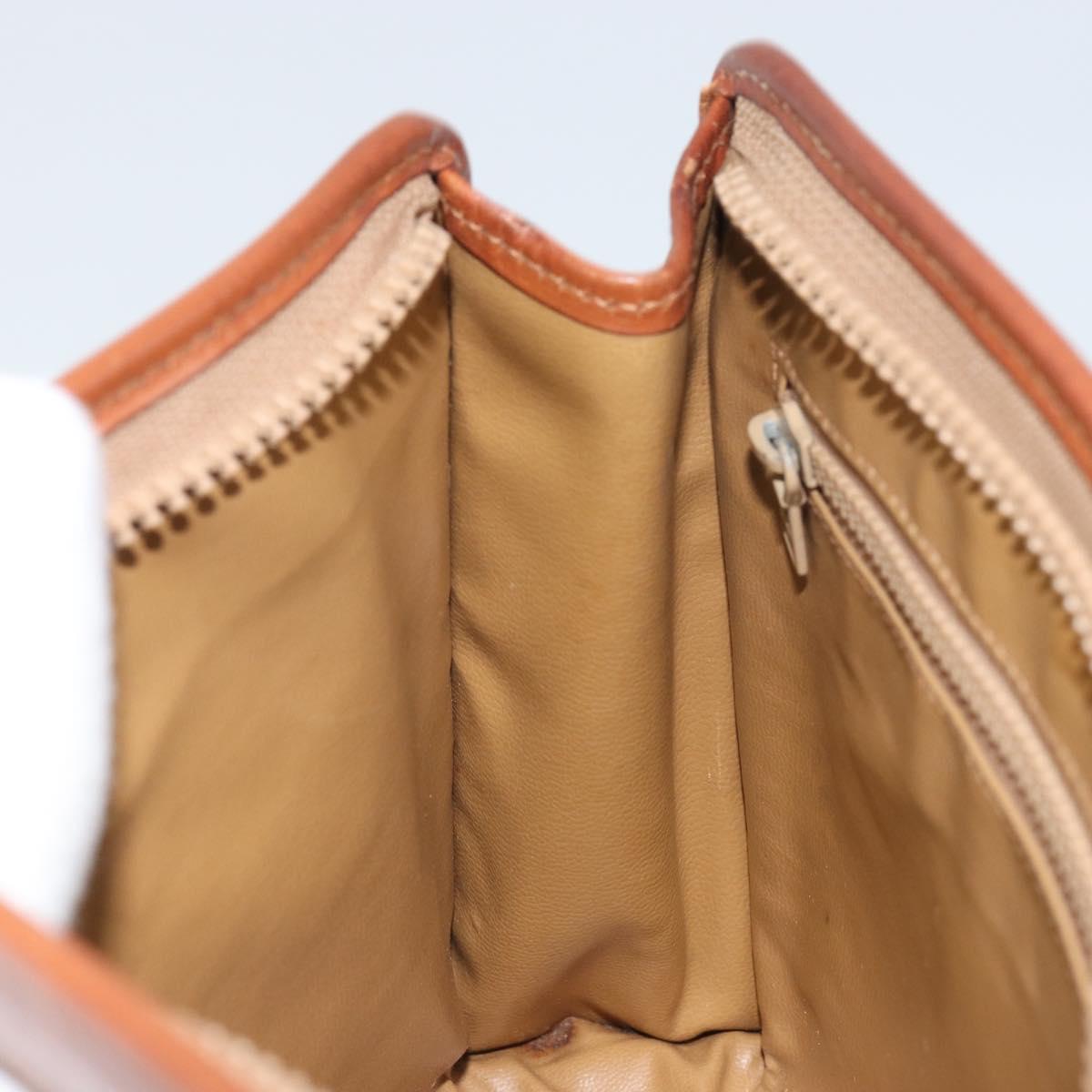 CELINE Macadam Canvas Clutch Bag PVC Beige Gold Auth SW2093