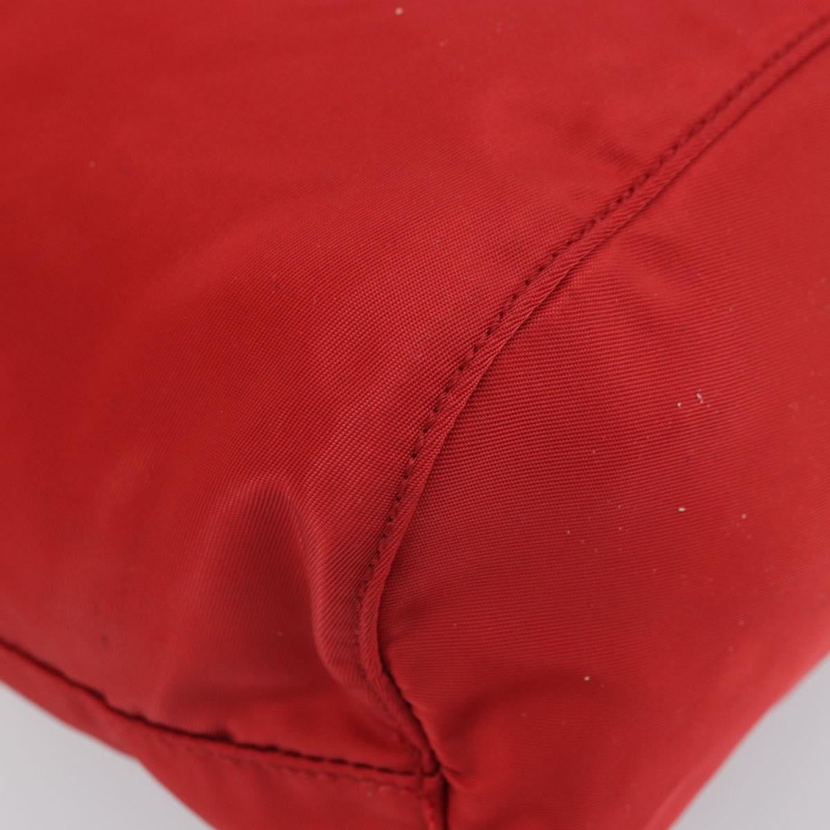 PRADA Purse Pouch Nylon Red Silver Auth SW2097