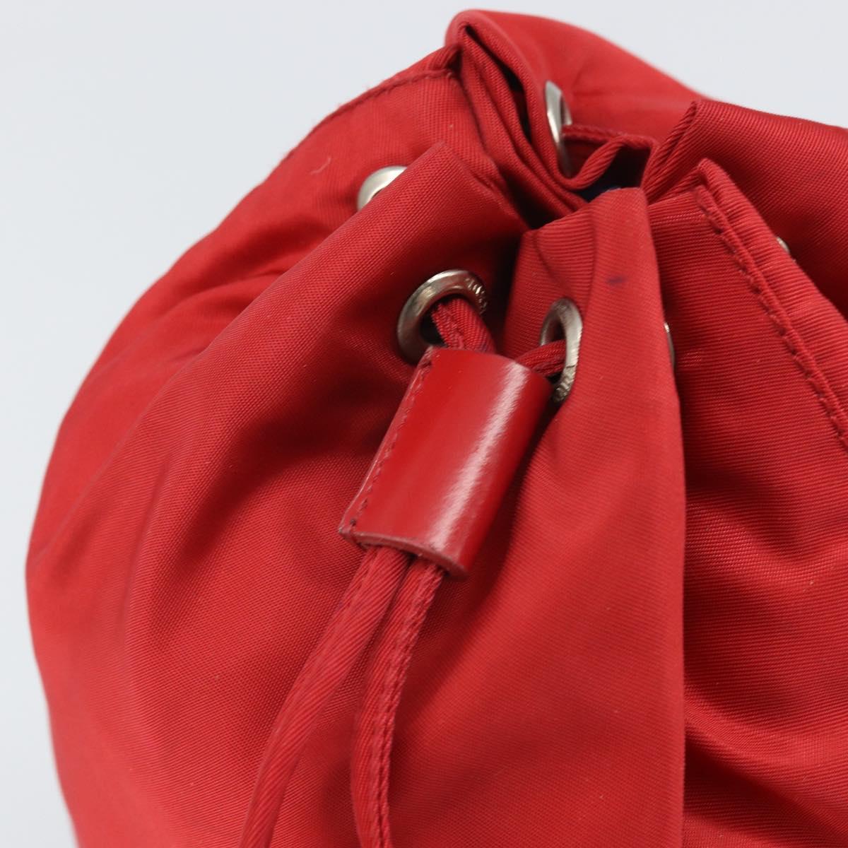 PRADA Purse Pouch Nylon Red Silver Auth SW2097