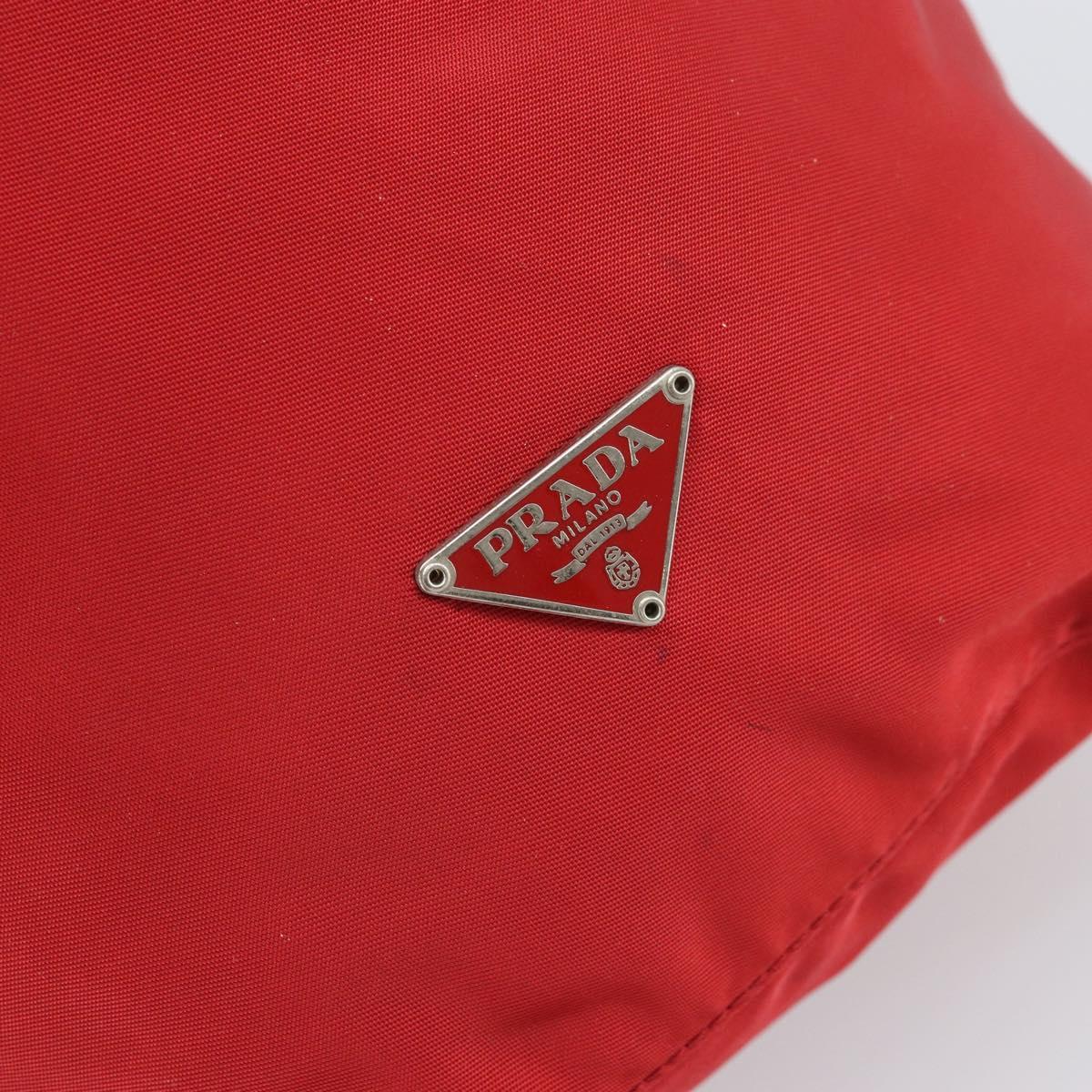 PRADA Purse Pouch Nylon Red Silver Auth SW2097