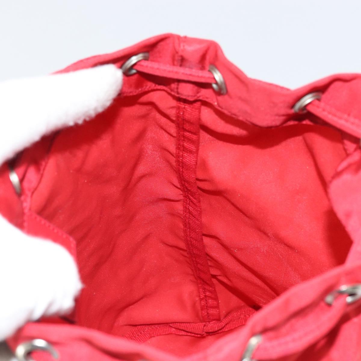 PRADA Purse Pouch Nylon Red Silver Auth SW2097