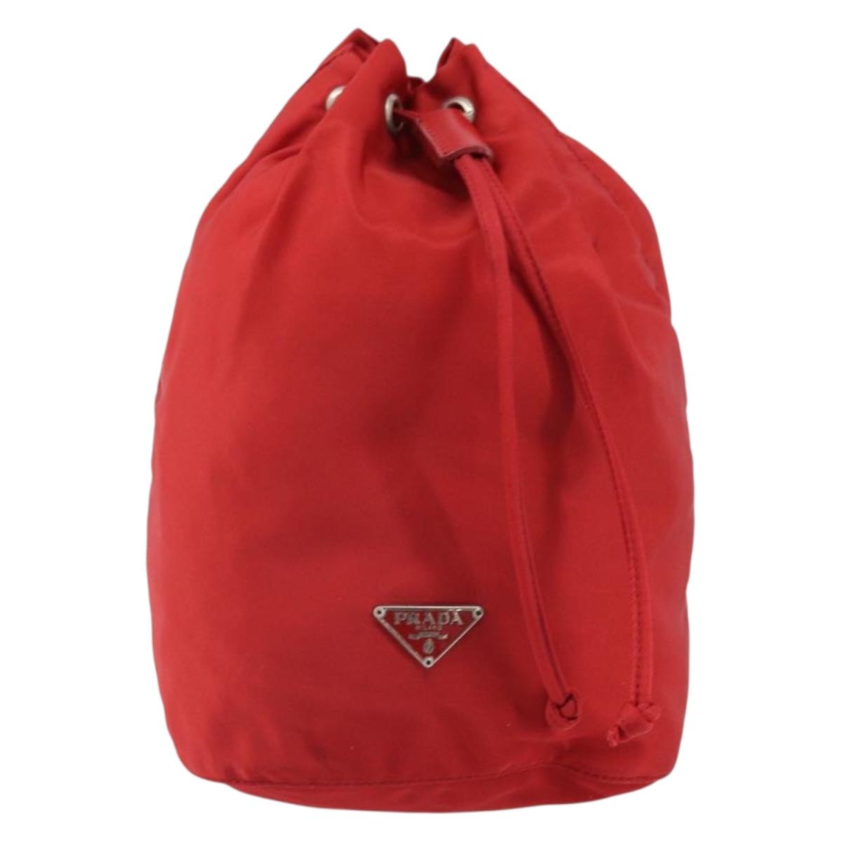PRADA Purse Pouch Nylon Red Silver Auth SW2097
